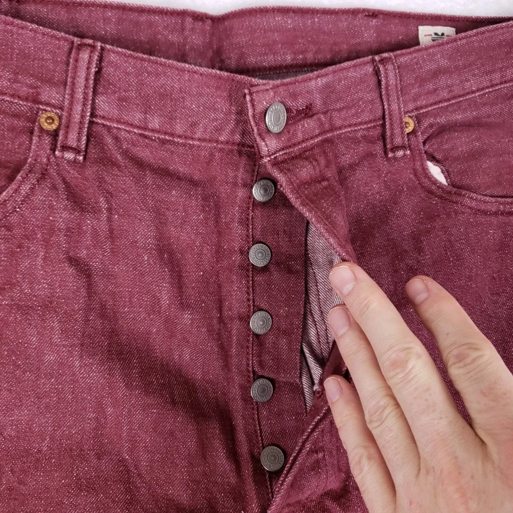 Levi's 501 White Oak Cone Denim Mens 40x32 Red Jeans Button Fly Heritage - Picture 3 of 14